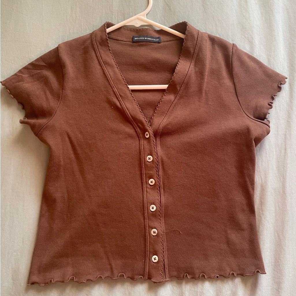 Brown Button Top